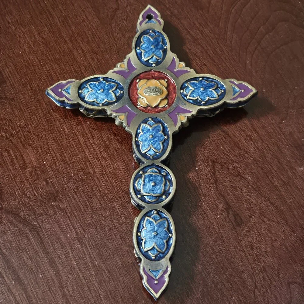 UNICORN RARE JAY STRONGWATER BLUE LAPIS CROSS NATIVITY CRYSTAL FIGURINE OBJET